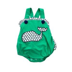 Banana Split Kids Green Whale Polka Dot Onesie size 6 months